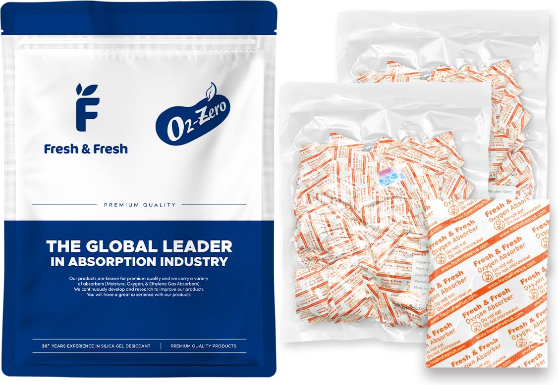 100 CC [300 Packets] Premium Oxygen Absorbers for Food Storage, Oxygen Scavengers Packets(2 Bag of 150 Packets) - ISO 9001 Certified Facility