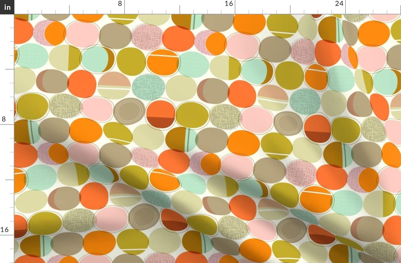 Spoonflower Fabric - Stone Mod Aqua Coral Atomic Age Geometric Mid Century Modern Printed on Polartec(R) Fleece Fabric by The Yard - Sewing Blankets Loungewear and No-Sew Projects