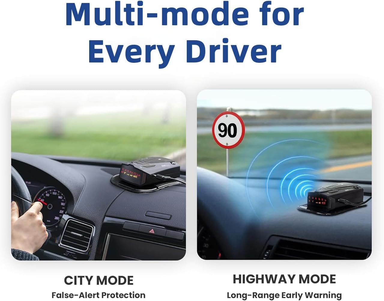 New RAD Driving Aids with Mute Memory, Led Display, City/Highway Mode, Long Range Detection, Black