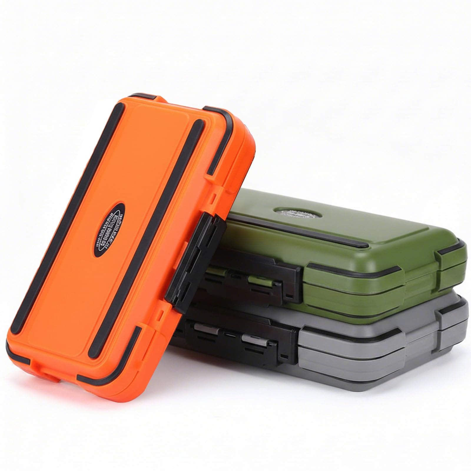 Small Tackle Box Organizer 3 Pack, Mini Portable Waterproof Fishing Lure Boxes with Removable Dividers, Double-Sided Plastic Storage Containers Terminal Fishing Tackle Box Organizer(Green,Orange,Gray)