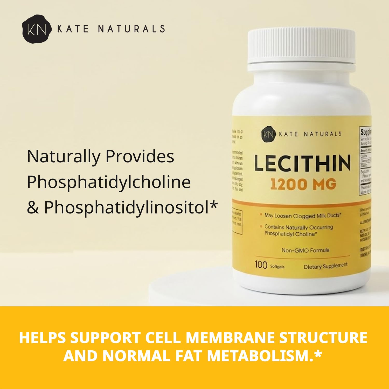 Kate Naturals Soy Lecithin Softgels, May Loosen Clogged Milk Ducts, 1200mg — Amazon image 3
