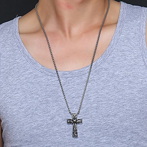 Jude Jewelers Retro Vintage Stainless Steel Celtic Knot Claddagh Jesus Cross Heart Pendant Necklace4