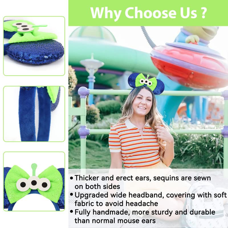 Miniatura 6 de Diadema de orejas de ratón, orejas de ratón de lentejuelas para mujeres, niñas y niños, diadema de lazo brillante para decoración de fiesta de