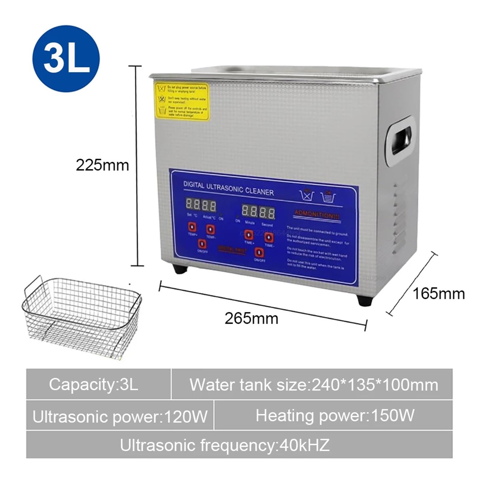 Limpiador ultrasónico de 3L, 6L, 10L y 2L, Lavadora ultrasónica, baño de Lavado calentado por ultrasonidos, Limpiador ultrasónico Comercial for el hogar(3L)