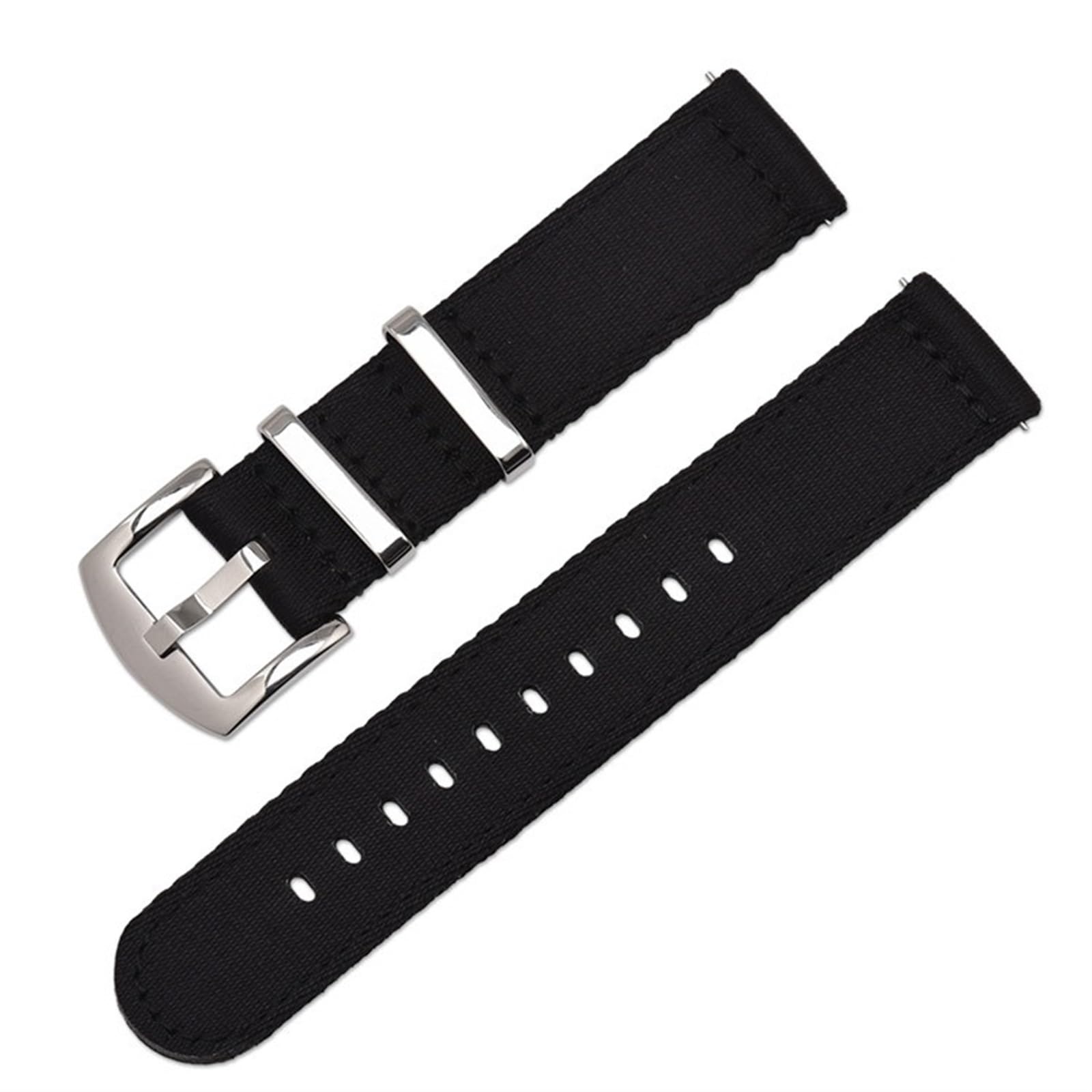 HABITZ Bracelet en nylon durable Zulu Band 18 mm 20 mm 22 mm 24 mm compatible for Samsung Galaxy Watch Active2 S2 S3 Huawei GT 2 Amazfit Bracelet en toile (Color : Nero, Size : Medium)