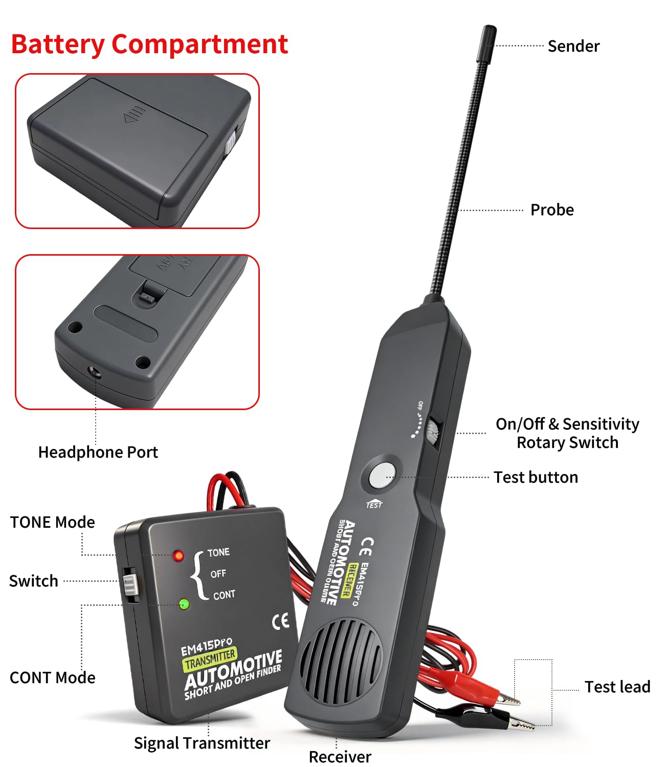 EM415Pro Kabelsucher – Fehler- und Kurzschlussdetektor für die Kfz-Elektrik, VEHLIVE 6–42 V DC-Schaltkreistester, Kfz-Sicherungsdetektor, Fehlersonde, Kabelsucher für Auto, Boot und Anhänger
