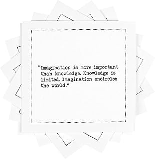 Five Star Funny Einstein Quotes | White Cotton Cocktail Napkins | 50 Luxury Disposable Beverage Napkins with Witty Bar Quotes | Drink Napkins for Parties, Bars, Weddings & Game Nights