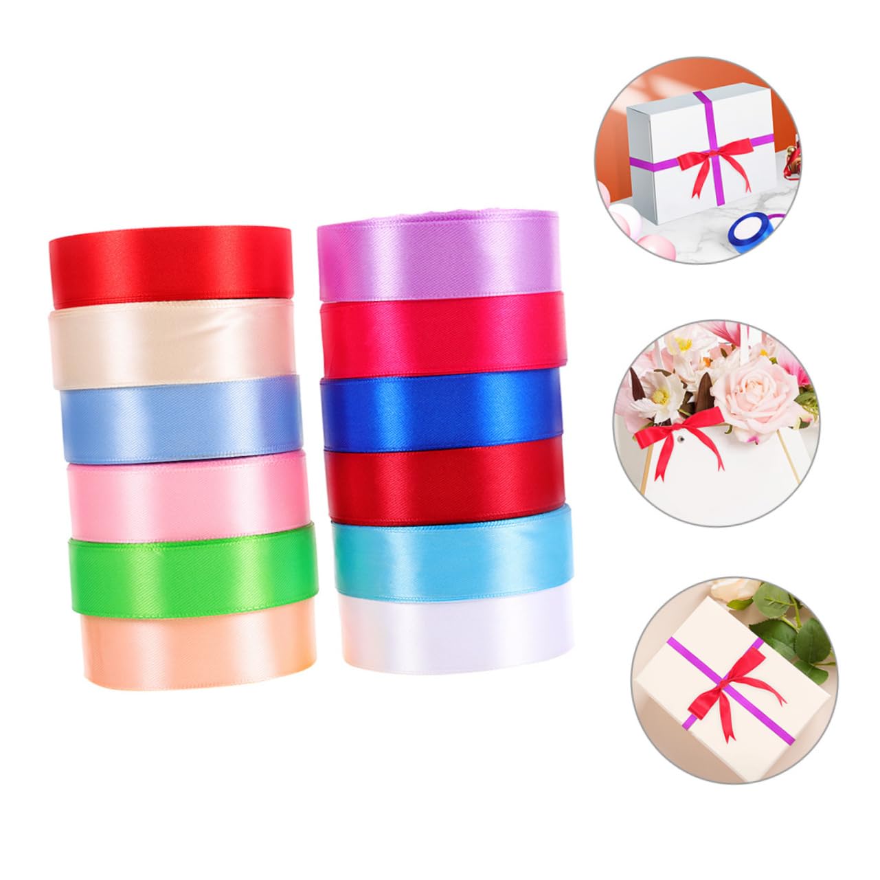 Gadpiparty 12rollen Geschenkband für Bastelarbeiten Geschenkverpackungen Tortenkarton-verpackungen Blumensträuße und Diy-projekte Polyester Langlebig Leicht Zuschneidbar Zufällige Farbe