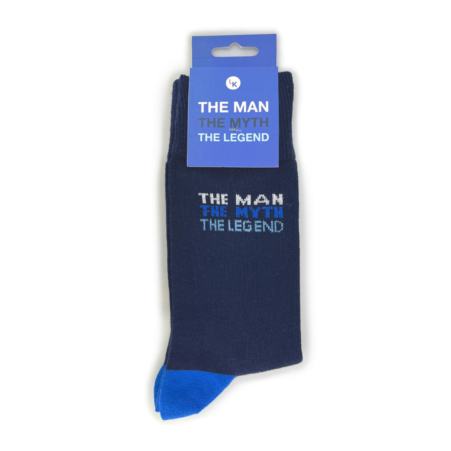 Love Kates Men's Blue Snazzy Socks The Man, The Myth, The Legend Socks Size 9-11.5 Novelty Sock Lksock012