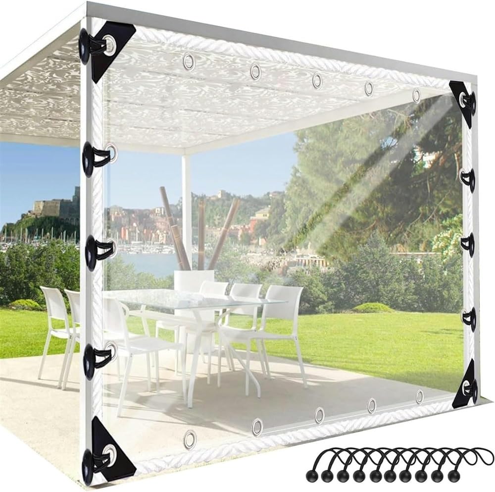 クリアタープ PVC 14 ミル クリアタープ 高耐久防水、グロメット