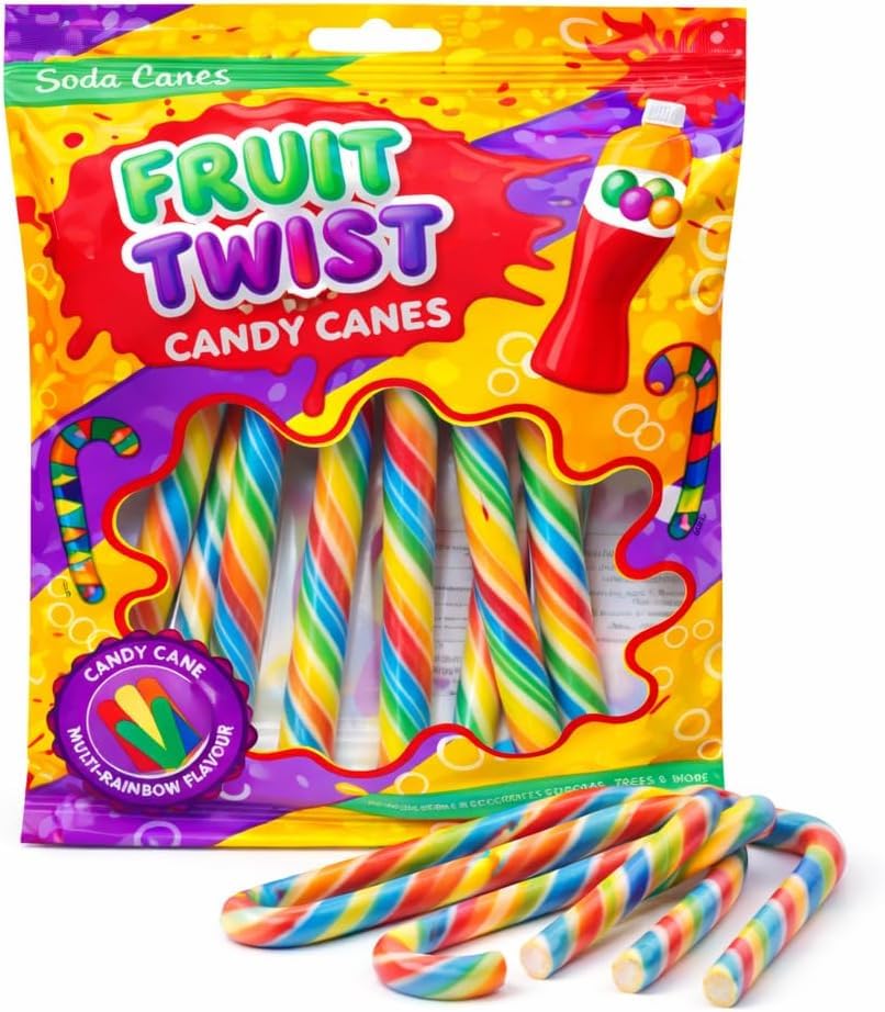 8 Sucres d'Orge Arc-en-Ciel 96g — Saveur Multi-Fruits — Bonbons Colorés pour Décorations de Sapin, Chaussettes de Noël & Friandises de Fêtes