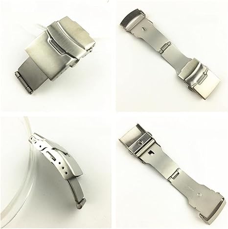 NIBOTT Montre Pliable Boucle Double Clic Papillon Bracelet De Montre Fermoir Poussoir 14/16/18/20/22mm Bouton Déploiement Fermoir Boucles Montre Accessoires(Black 16mm