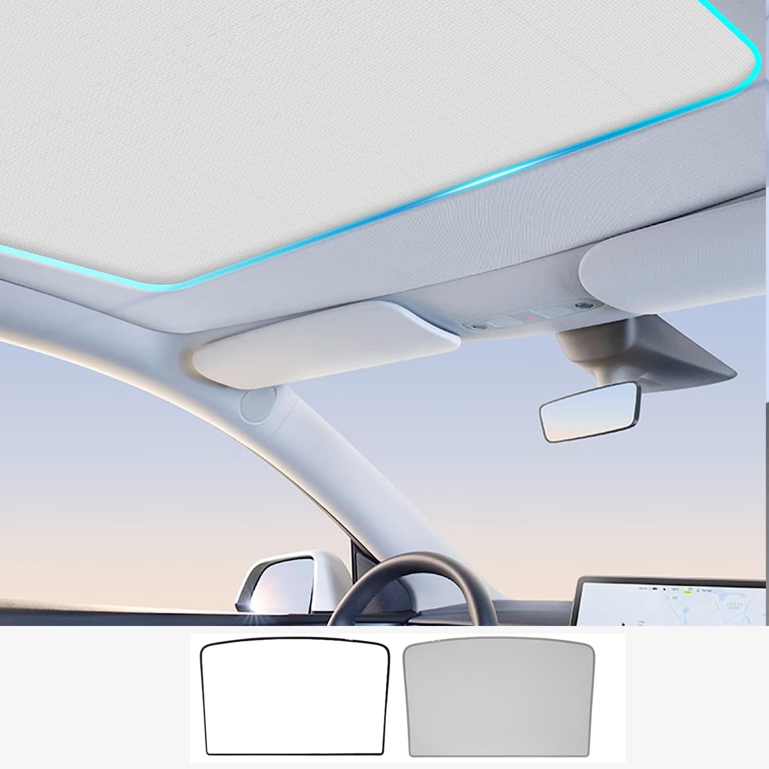 TOPABYTE Tetto Parasole per Tesla Model 3 2021-2023, Tetto Apribile in Vetro Isolamento Finestra Protezione UV e Calore, Tetto Parasole a Doppio Strato Beige (Prodotto da US/DE)