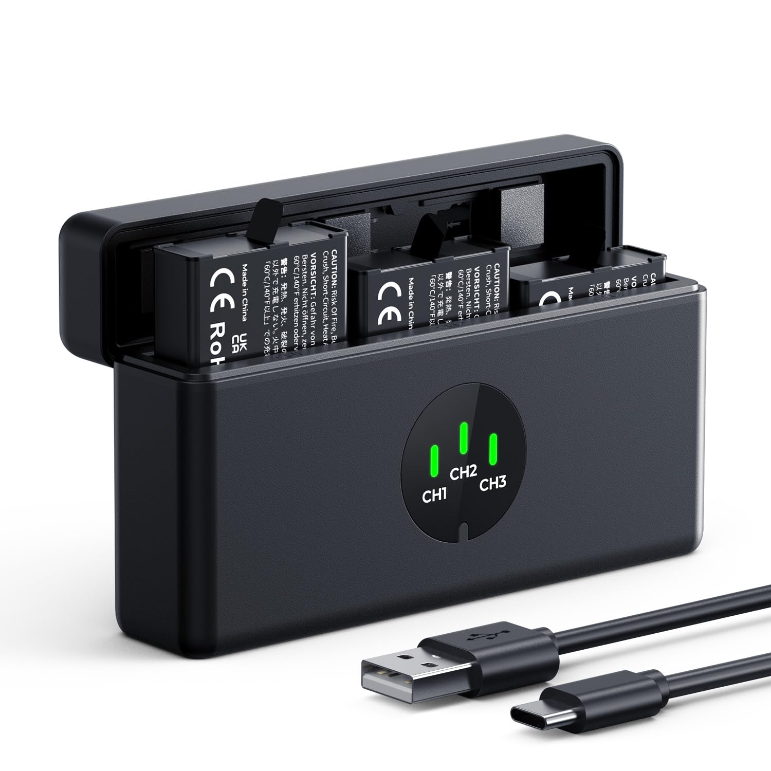 K&F CONCEPT 3-Pack OSMO 360 Battery, OSMO Action 5 Pro Battery Charger Compatible with DJI OSMO Action 6, Action 5 Pro, Action 4, Action 3, OSMO 360 Cameras