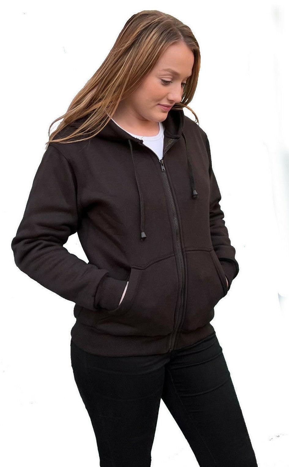 Bikers Gear Australia Ladies Black Crossfire Fully Kevlar Lined Hoodie Motorcycle Jacket with 1621-1 5Piece Removable Armour Parent