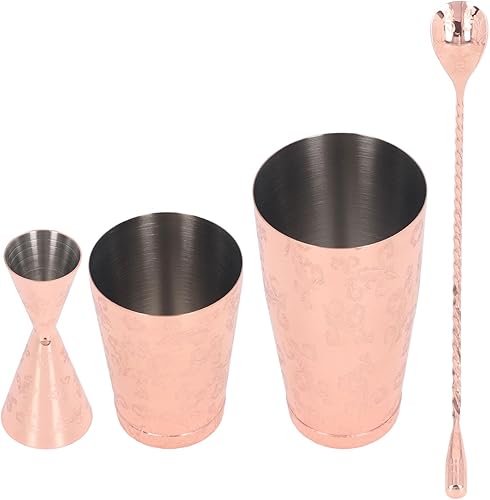 Miniatura 5 de Boston Cocktail Shaker Set 304 Stainless Steel, Medium Capacity, Vintage Print Design - Multifunctional Barware Tool Set, Easy to Clean, Ideal for
