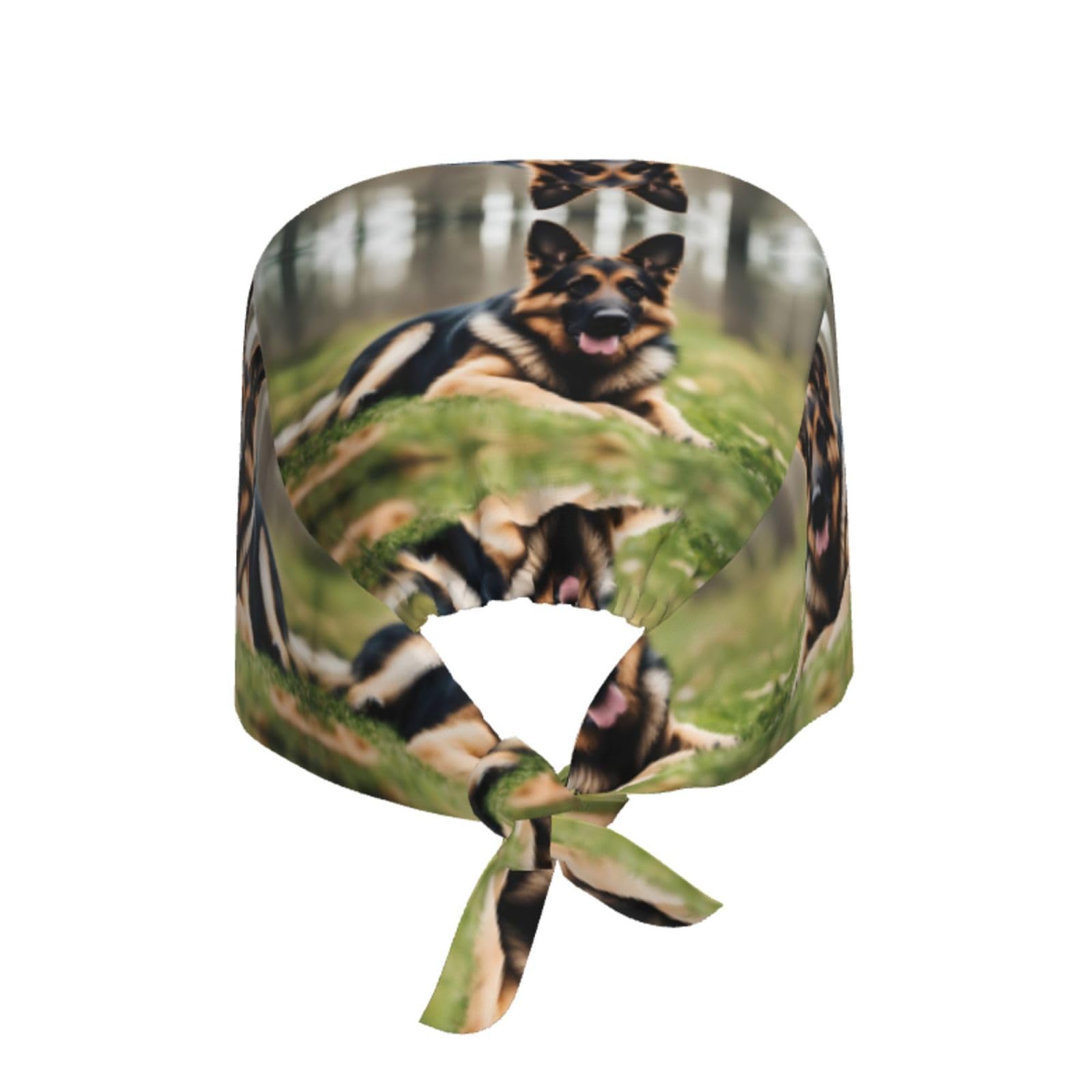 YYHHAOFA Breathable Work Hat Animal German Shepherd Printed for Chef, Nursing, Spa, Facial Care, Fitness Black