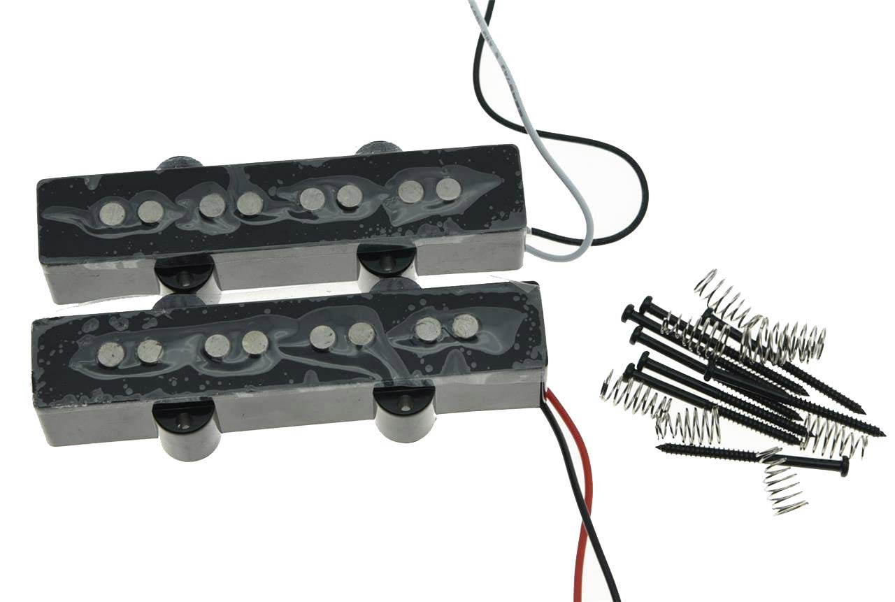 KAISH Alnico V Black 4 String J Bass Style Pickups Set 60s Vintage Sound Pickups for Jazz J Bass