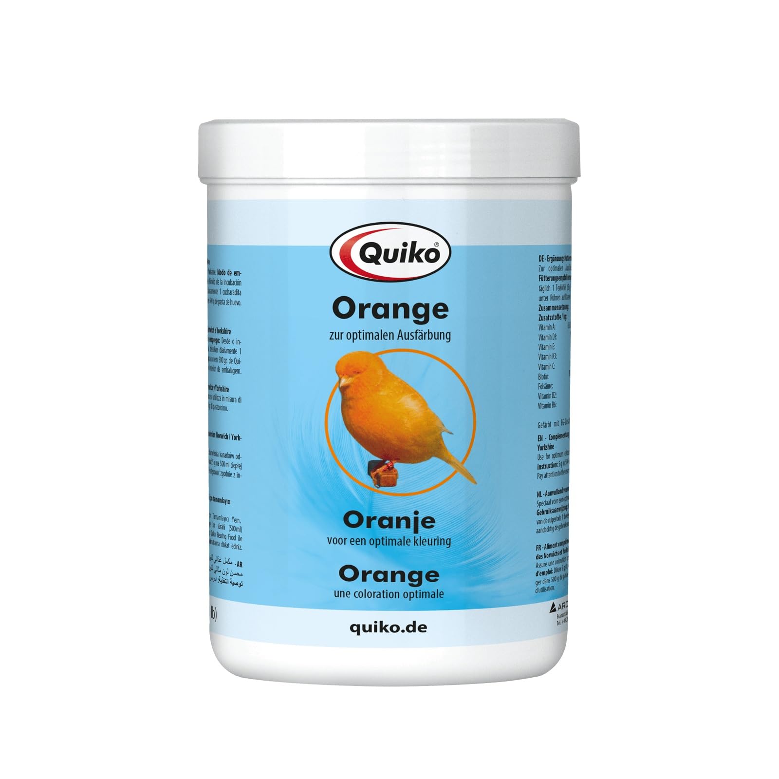 Quiko Naranja 500g - Alimento complementario para Canarios de Norwich y Yorkshire - para una óptima coloración Naranja y la intensificación del Color del Plumaje