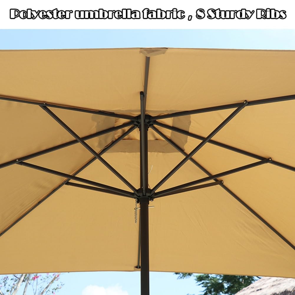 Parasol Ogrodowy Kwadrat 250 x 250 cm, Parasol Stołowy Z Korbką, Ochrona UV, 8 Solidnych Żeberek do Ogrodu, Podwórka, Tarasu, Basenu(Rouge)