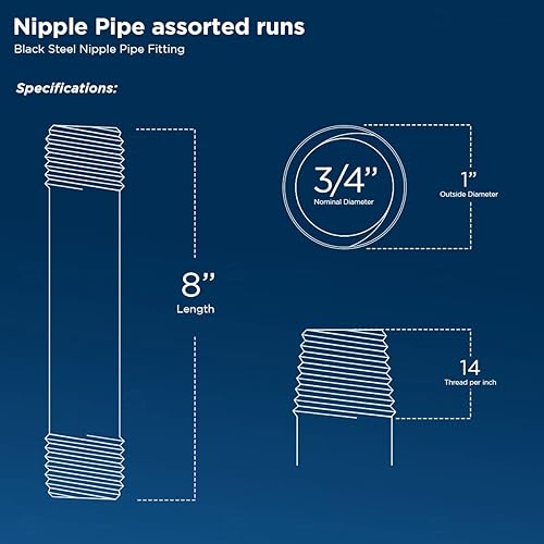 Miniatura 2 de Everflow Supplies NPBL3480 - Tubo para pezón (acero inoxidable, 7.9 in, diámetro nominal de 0.7 in)