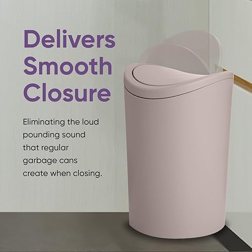 Miniatura 4 de Superio Cubo de basura pequeño para baño con tapa, moderno mini cubo de basura con tapa abatible (1 12 galones, 6 litros) de plástico para cocina,
