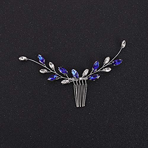 Fxmimior Simple Dainty Blue Crystal Rhinestone Hair Comb Hair Accessories With Rhinestone Bridal Silver Side Combs For Women And Girls #TOP3