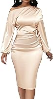 Yiershu Women's Sexy Off Shoulder Long Sleeve Bodycon Midi Dress for Cocktail Parties & Formal Events