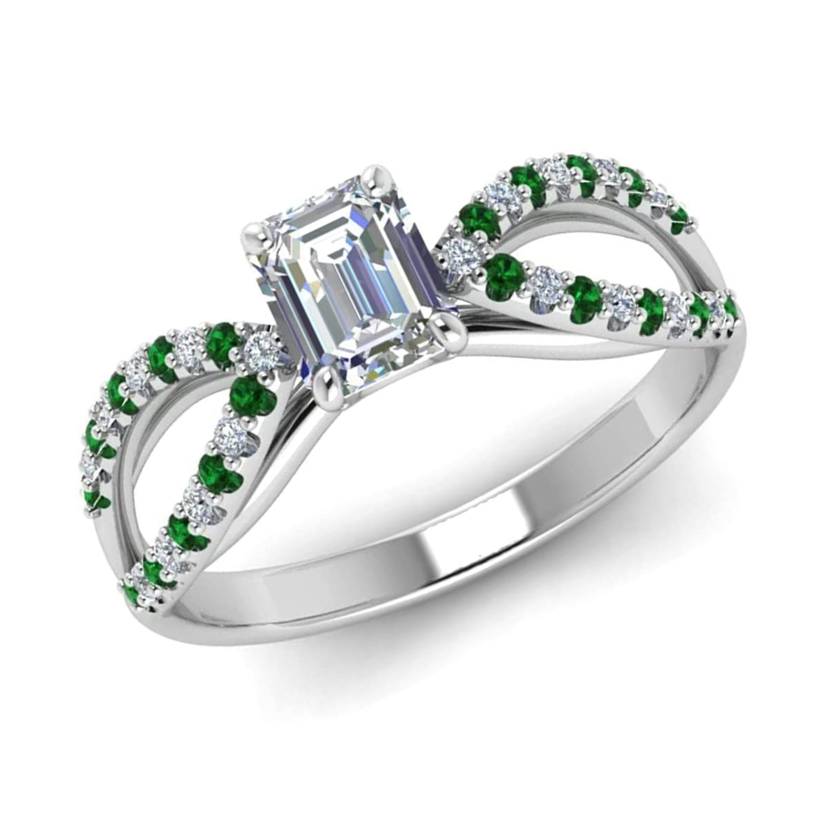 Anillos de circonita esmeralda facetada en forma de octágono, plata de ley 925, esmeralda verde, anillos de piedras preciosas de circonita cúbica - arte y coleccionables, regalo para el día de la