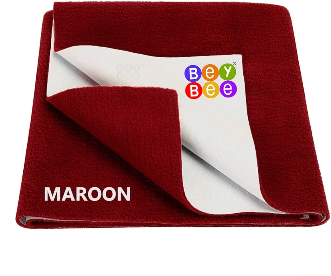 beybee Just Dry Waterproof Bed Protector Sheet (Large, Maroon)