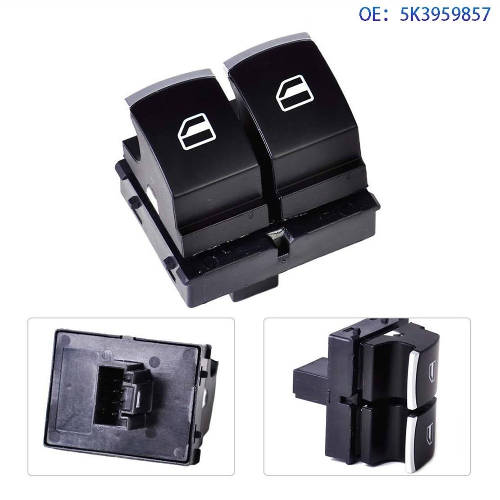 Elevador de interruptor de coche 5K3959857 5K3959857A para interruptor de ventanilla eléctrica principal, botón cromado para VW para CADDY MK3 2004-2015 para GOLF 2006-2013