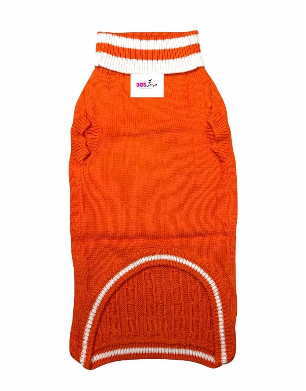 DOGTOWN Dog Sweater - Lightweight, Stretchable High Neck Dog Sweater for Small to Large Dogs - Soft and Warm Dog Pullover for Cold Weather - Stylish Pet Clothes for Dogs (Orange, 28 INCH)
