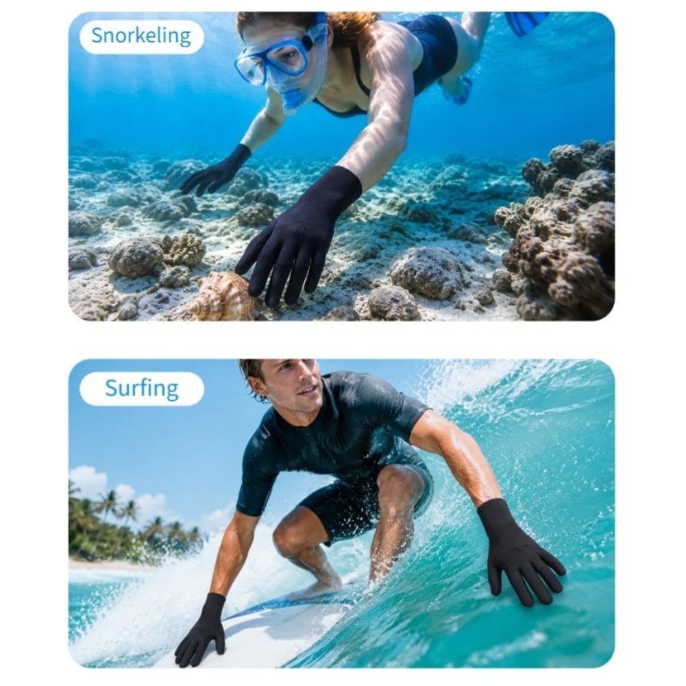 Guantes de buceo de neopreno de 3 mm para protección contra el frío, resistentes a la abrasión, palma antideslizante, elásticos para buceo, buceo, surf, color negro