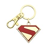 Superman Movie Logo Keychain – Gold & Red Enamel Collectible