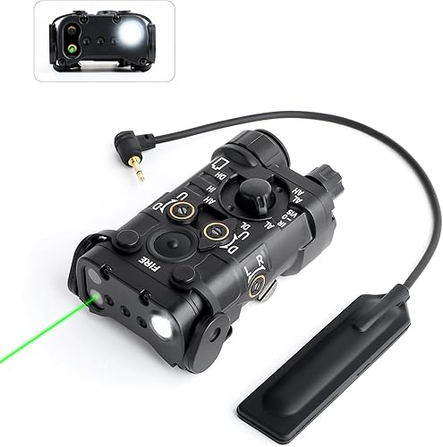 NOBUHIRO Caja de metal Airsoft PEQ para visión láser táctica, 10 modos con láser rojoverde+luz blanca+láser IR para modos