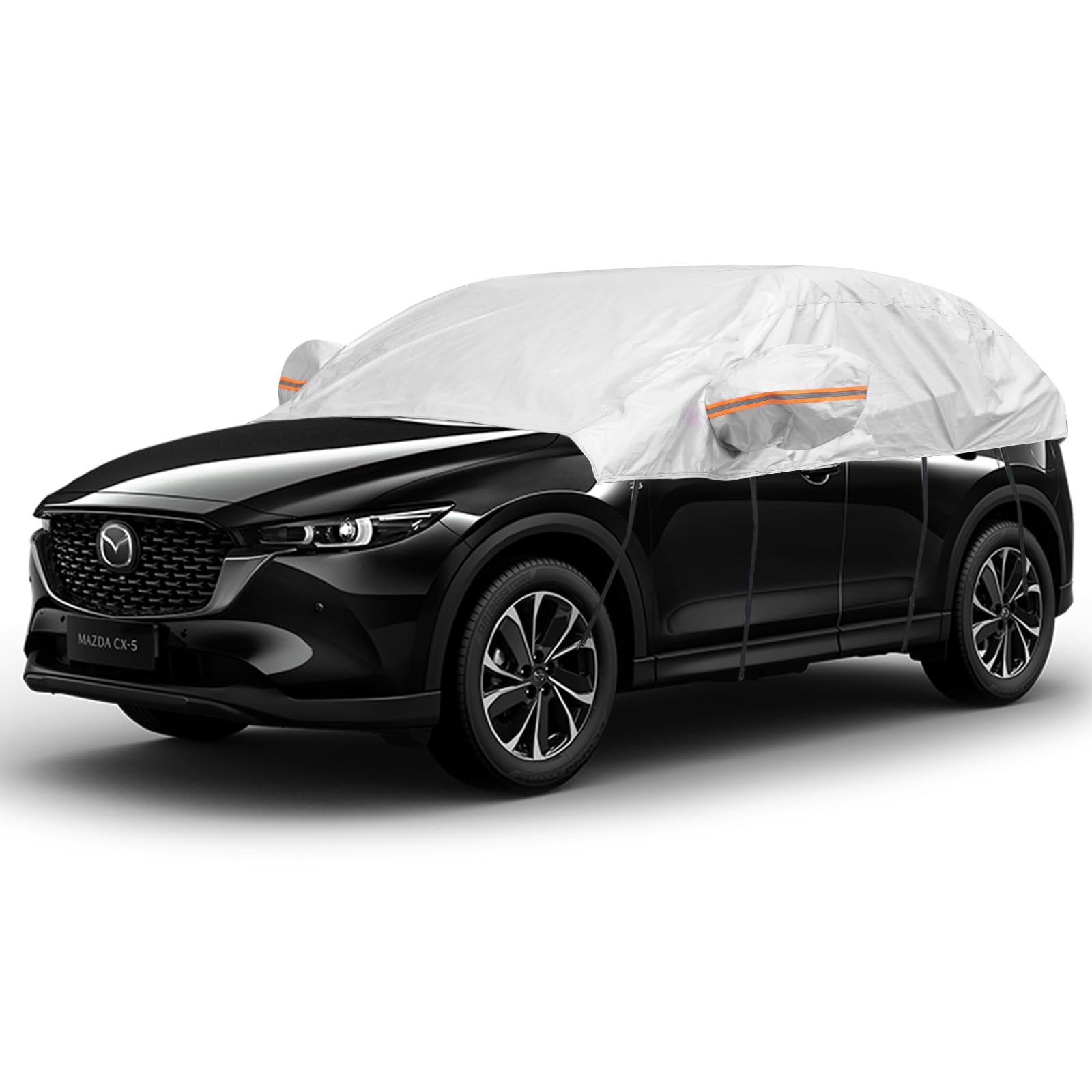 Half Car Cover, Windshield Cover for Ice and Snow, Car Snow Cover, Heavy Duty, UV Protection &amp; Waterproof, Universal Fit to SUV (169"-184") Silver