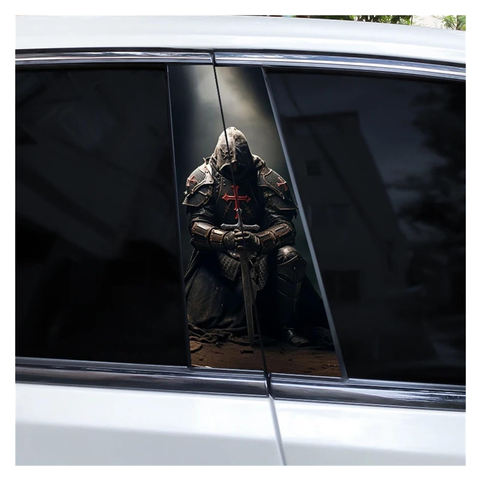 Car Side Decals 2pcs Gothic Couple Skull Grim Reaper Car Doorpost Sticker DIY B-Pillar Waterproof Vinyl Center Column Decal(Style L)