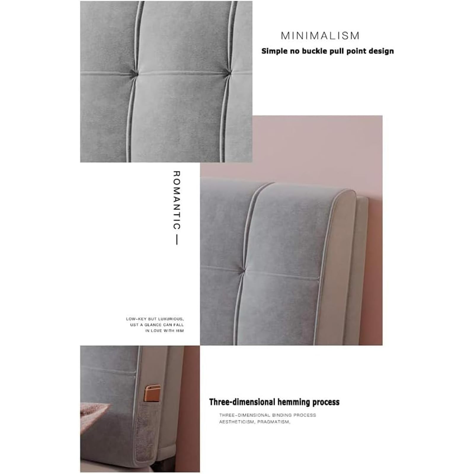 Cabecero Cubierta Cojín Almohada Individual/Doble/Queen/King Size Funda Para Cabeceros De Cama, Almohadas Para Cabecera De Cuña, Madera/Hierro, Protectora A Prueba De Polvo(Paste160×60×6cm,Beige)