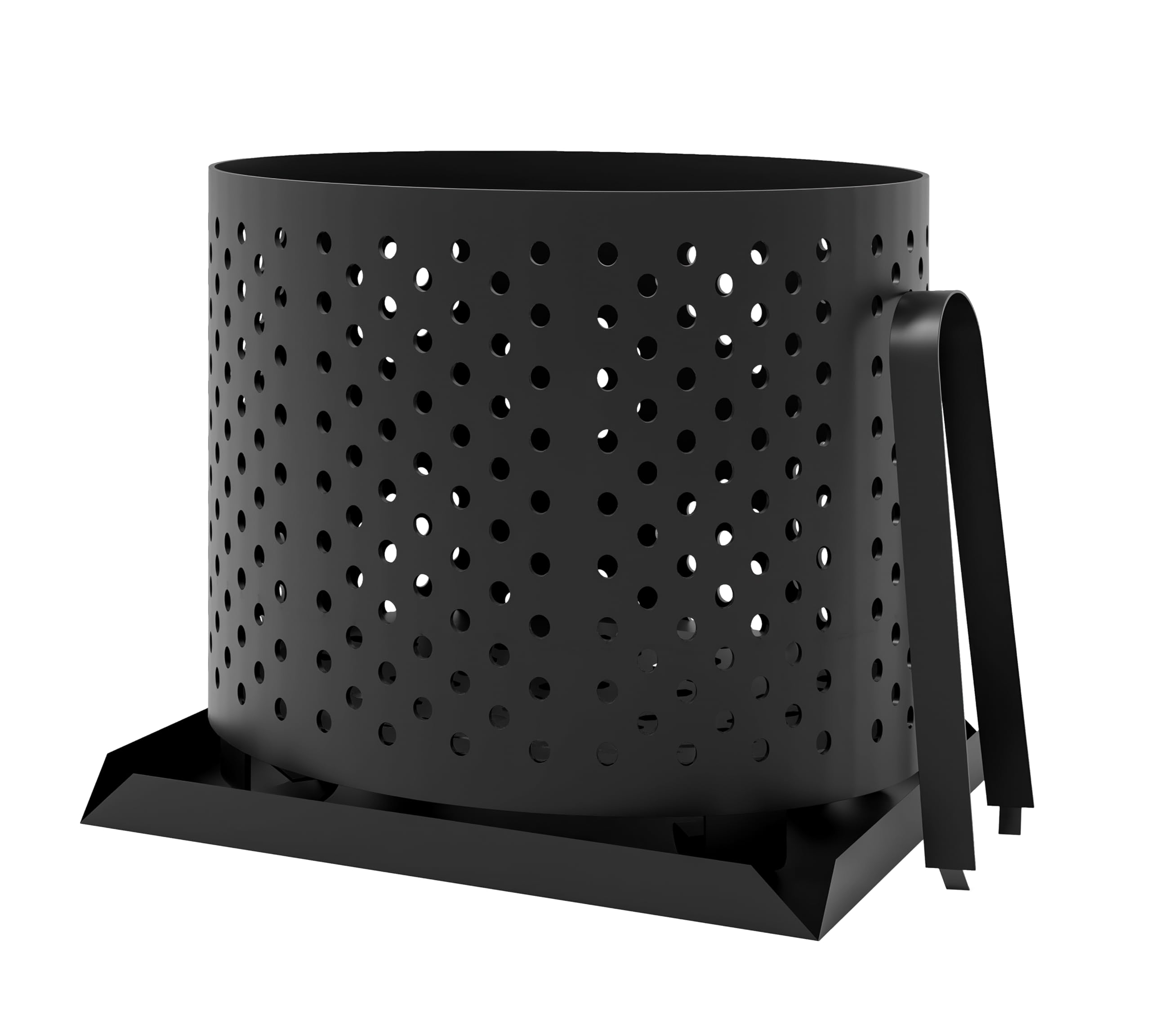 Panier à granulés Kingsons pour cheminée et poêle – Plateau de feu multifonction pour granulés de bois, copeaux et charbon – Brûleur en acier avec bacs à cendres, plaque de base et pincettes – 24 x 17
