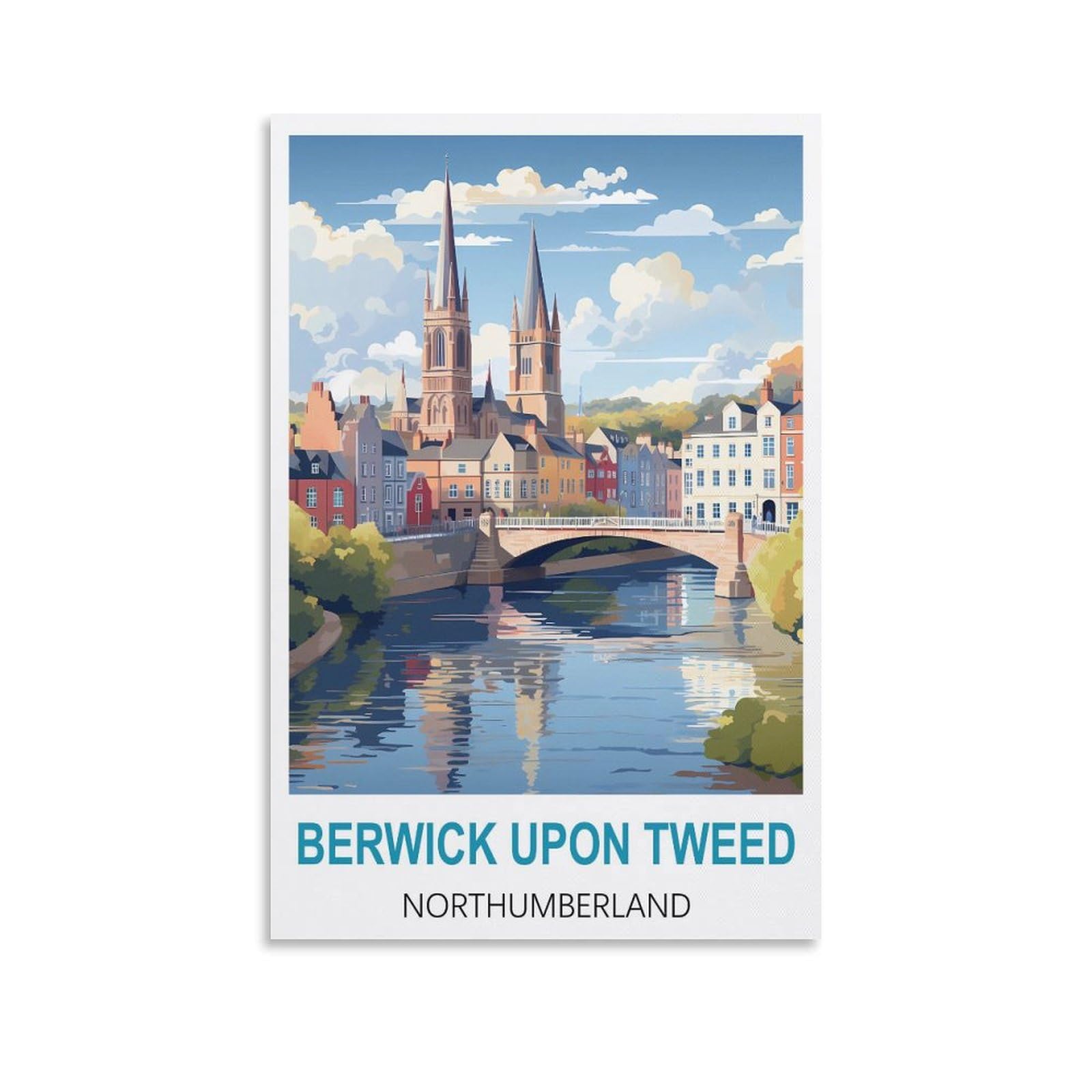 EZMLFA 5D Diamond Art Kits Adults,Berwick Upon Tweed Northumberlands,Round Dots Diamond DIY Kits Pictures for Wall Decor Home Office Decoration 40x50cm