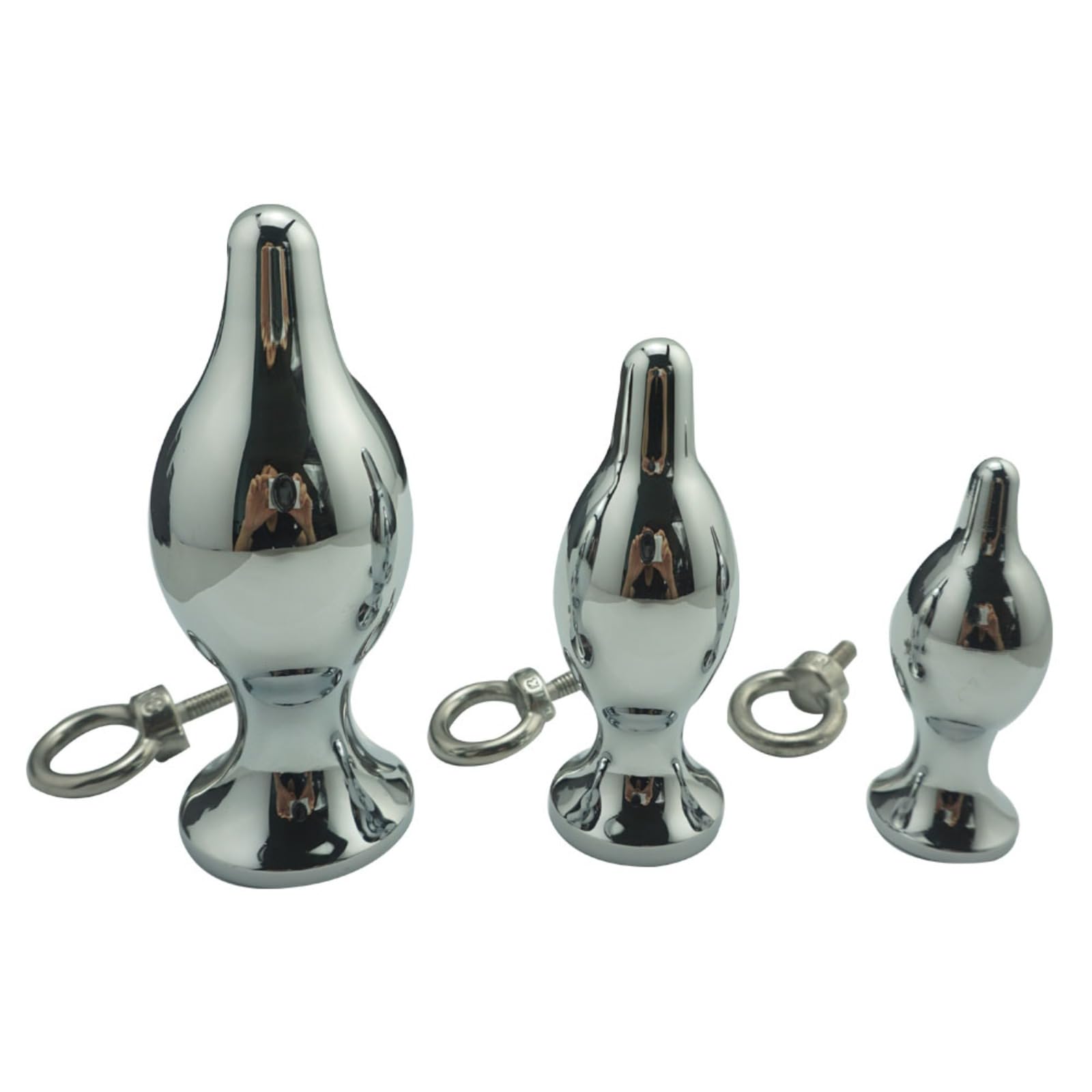 Spina anale 3pcs set grande medio piccolo anello di trazione in metallo di cristallo plug anale in acciaio inossidabile argento butt plug giocattoli del sesso