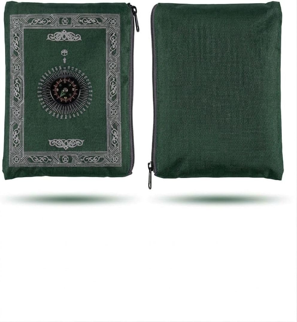 ORCHIDS Portable Travel Prayer Mat with Compass Waterproof Lightweight Pocket Size 100x60cm(Dark Green)-picture-20