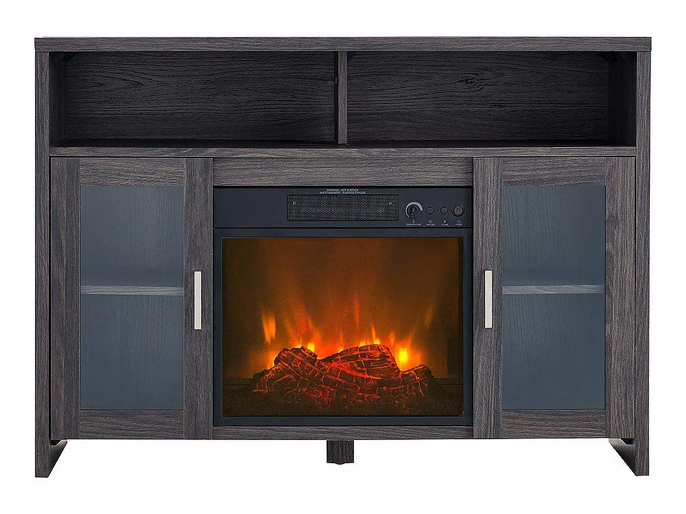 For Living Hamilton Electric Fireplace TV Stand, 1500W, Brown Cappucino