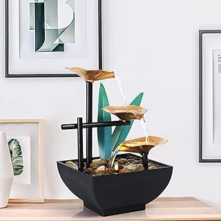 Relaxing Nerve Fountain (Size:8B) - Elegant Silver. create a luxurious ambience for your home or office. includes 3 layers of streamlined water flow and LE lighting - Generic