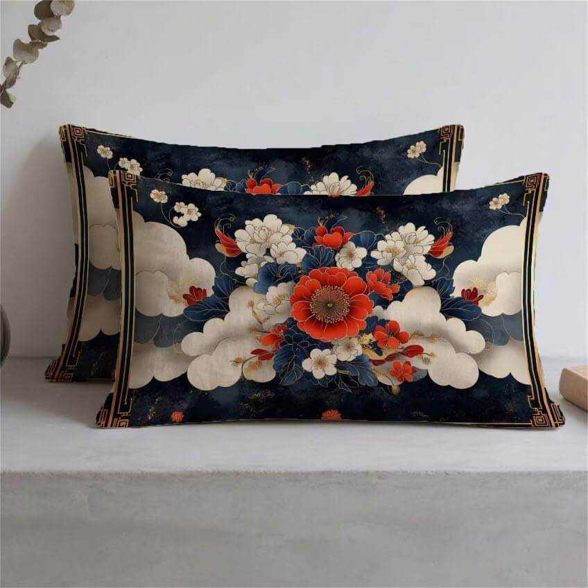 Housse coussin imperméable anti-tache rectangulaire rouge 70x90