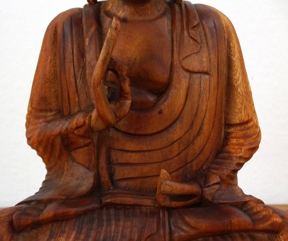 livasia Bouddha en Bois de Bali, Statue bouddhique, Sculpture en Bois Massif, Durable et Fait Main (50 cm)
