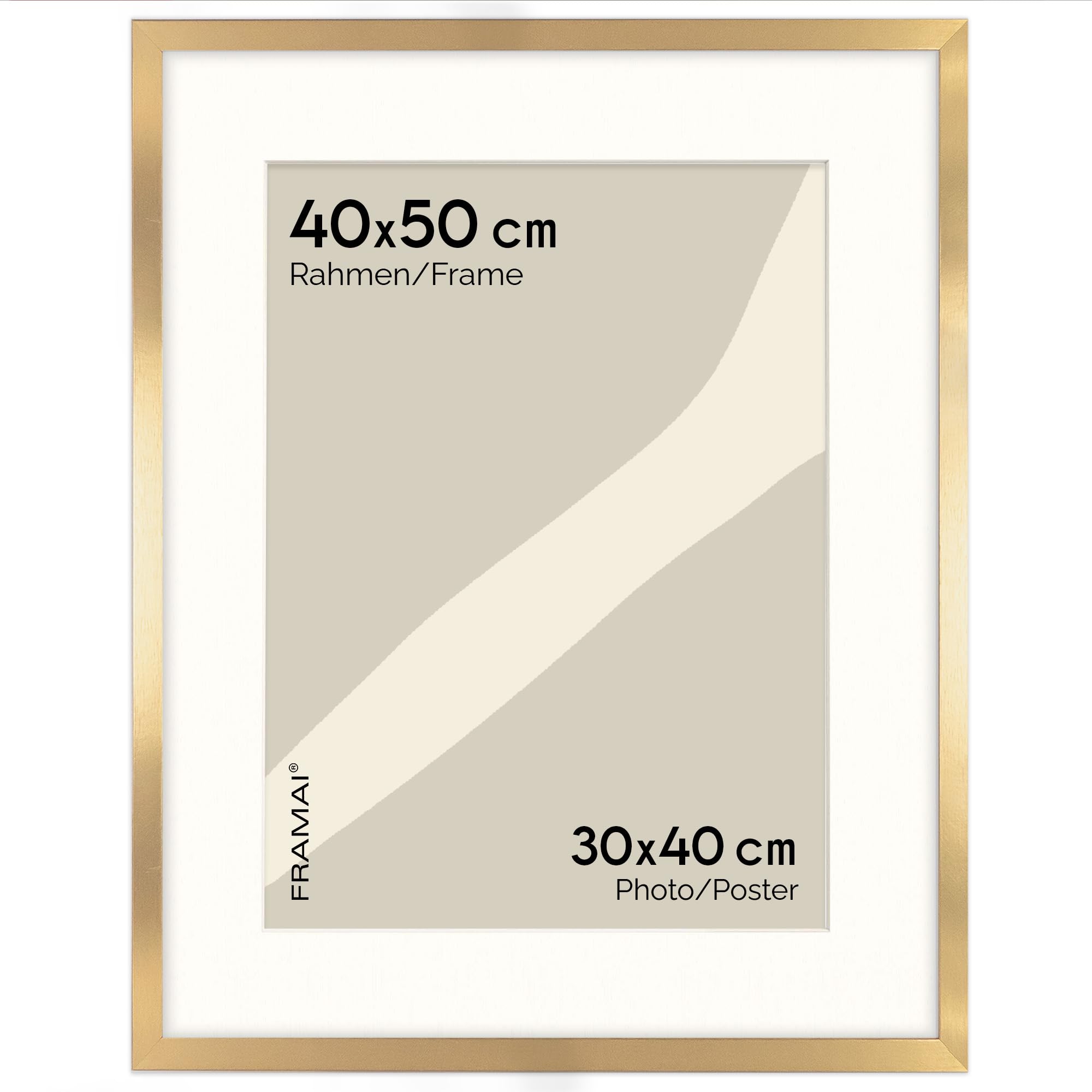 FRAMAI® Bilderrahmen [SIZE] cm in [COLOUR] – mit Passepartout – MDF Holzrahmen, bruchsicheres Plexi, umweltfreundlich, mit Aufhängung & Ständer – Hochformat & Querformat