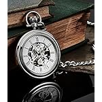 Stuhrling Original Men's Pocket Watch Stainless Steel Analog Skeleton Watch Hand Wind Mechanical Movement Stainless Steel Chain - Image 5