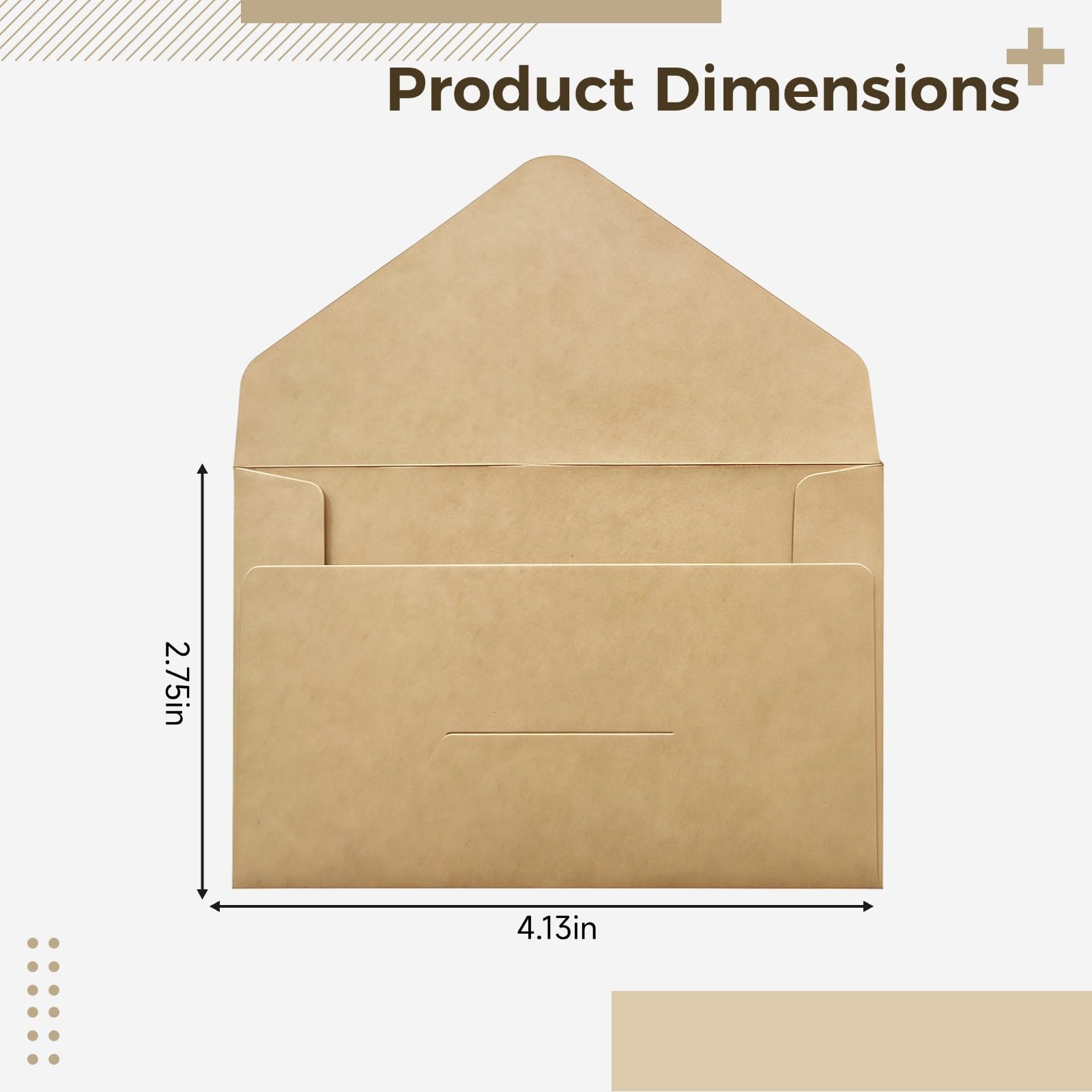 600 sobres, mini sobres de papel kraft, 10,4 x 7,1 cm, 10,5 x 7 cm, estilo rectangular liso, solapa de fácil sellado, para impresión y escritura personalizada