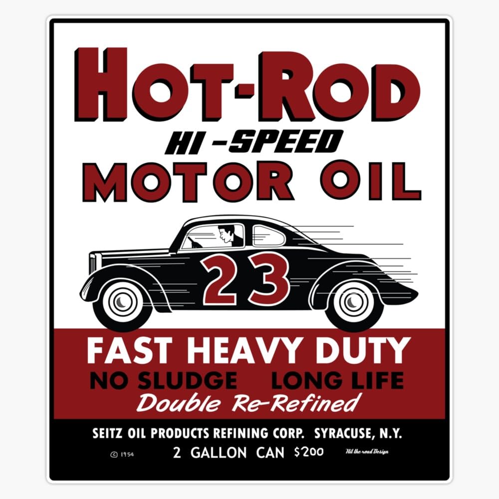 Hot Rod Motor Oil Vintage tin can Window Bumper Sticker Decal 5"